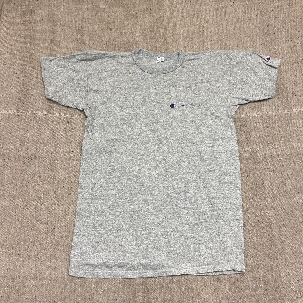 Vintage Champion Shirt Mens‎ Large Gray 1980s Logo Salt And Pepper